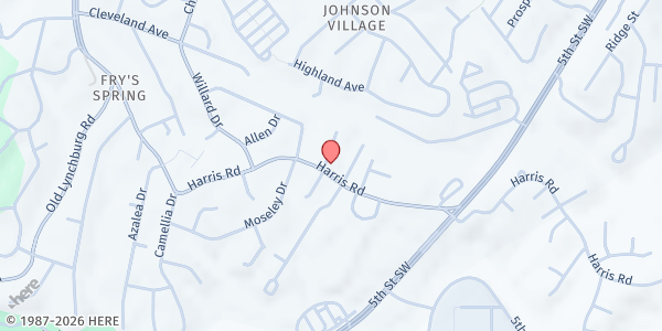 Map showing Bethany Seventh Day Adventist at 401 Harris Rd, Charlottesville, VA