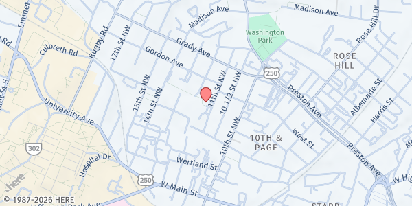 Map showing Day Haven at 341 11th St., Charlottesville, VA