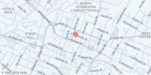 Map showing Holy Comforter Catholic Church at 208 East Jefferson Street, Charlottesville, VA