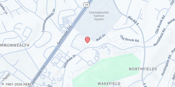 Map showing Mary Williams Community Senior Center at 674 Hillsdale Dr., Charlottesville, VA