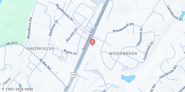 Map showing Ministerios Proféticos Palabra Viva at 1827a Seminole Trail, Charlottesville, VA