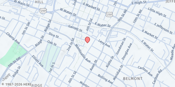 Map showing Piedmont Housing Alliance at 418 Garrett St, Charlottesville, VA