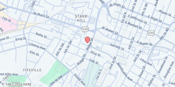 Map showing Salvation Army (Charlottesville) at 207 Ridge Street, Charlottesville, VA
