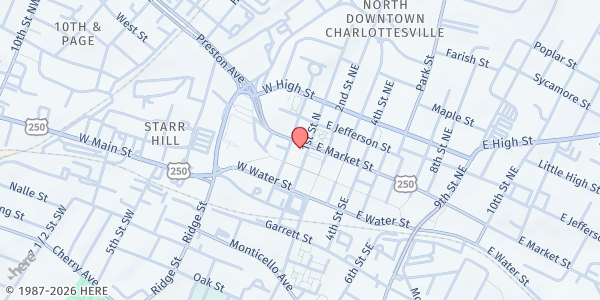 Map showing The Haven at First and Market at 112 W Market St, Charlottesville, VA