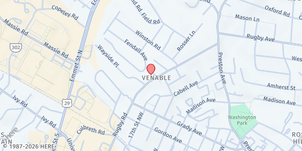 Map showing Unitarian Universalists of Charlottesville at 717 Rugby Road, Charlottesville, VA