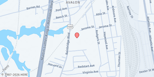 Map showing Buffalow Family and Friends Community Days at 2403 Bainbridge Blvd, Chesapeake, VA