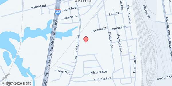 Map showing Church After God's Own Heart at 2317 Bainbridge Blvd., Chesapeake, VA