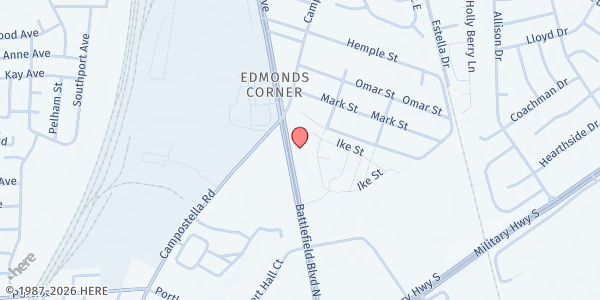 Map showing God is Able Ministry at 2033 N.Battlefield Blvd., Chesapeake, VA