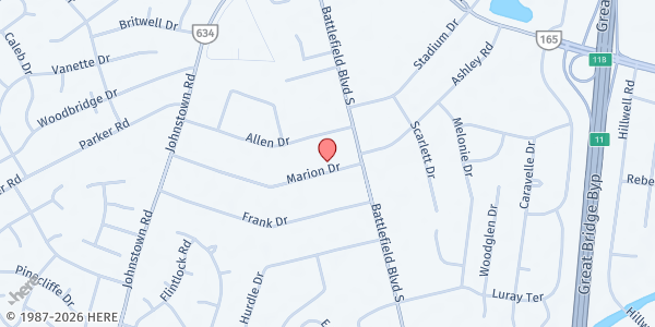 Map showing Great Bridge Baptist Church - Cupboards for Christ at 640 S. Battlefield Blvd., Chesapeake, VA