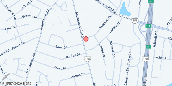 Map showing Great Bridge United Methodist Church at 201 Stadium Dr, Chesapeake, VA