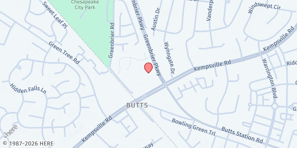 Map showing House of Blessing at 525 Kempsville Rd, Chesapeake, VA