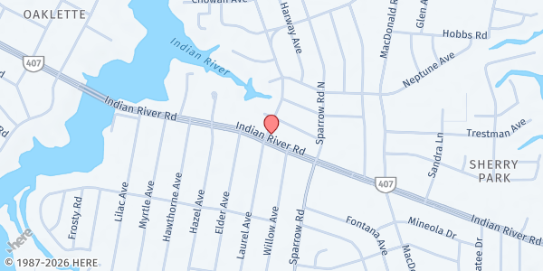 Map showing Kingdom Living Ministries at 4200 Indian River Dr., Chesapeake, VA