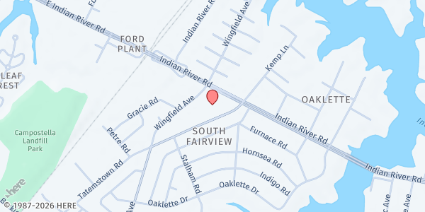 Map showing New Rose of Sharon Elim Baptist Church at 3001-A Indian River Rd., Chesapeake, VA