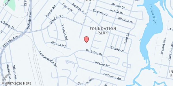 Map showing Solid Rock Food Pantry - Dr. Clarence V. Cuffee Community Center at 2019 Windy Rd., Chesapeake, VA