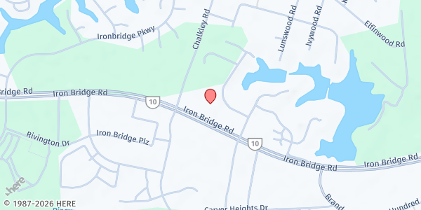 Map showing Chesterfield Food Bank at 12211 Iron Bridge Road, Chester, VA