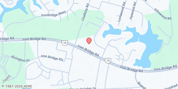 Map showing Chesterfield Food Bank Outreach Center at 12211 Iron Bridge Road, Chester, VA