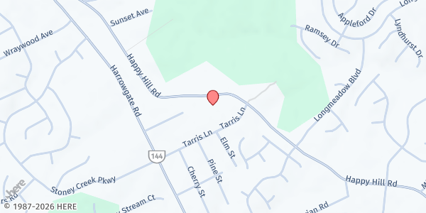 Map showing Southside Church of the Nazarene at 13930 Happy Hill Road, Chester, VA