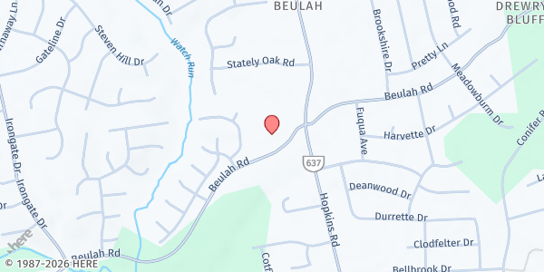 Map showing St. Augustine Catholic Church - Auxiliary Building at 4400 Beulah Rd., Chesterfield, VA