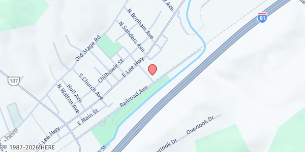 Map showing Loaves and Fishes Area Food Pantry at 141 Pine Ave., Chilhowie, VA