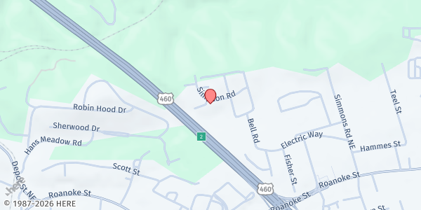 Map showing Linden Greens Apts at Simpson Rd 1600, Christiansburg, VA