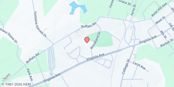 Map showing Project Care-For Food Pantry at 103 Woodland Drive, Clarksville, VA