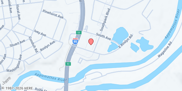 Map showing Colonial Heights Food Pantry at 530 Southpark Boulevard, Colonial Heights, VA