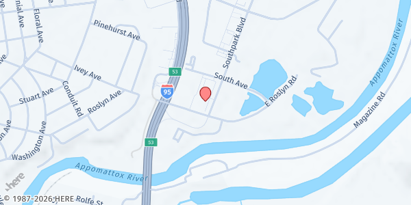 Map showing Colonial Heights Food Pantry at 530 Southpark Blvd, Colonial Heights, VA