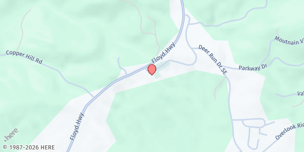 Map showing Copper Hill Church of the Brethren at 8838 Floyd Hwy. N., Copper Hill, VA