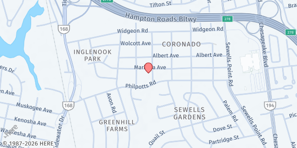 Map showing National Coalition for Youth and Families - Bethlehem Church at 939 Marietta Ave., Coronado, VA