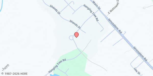 Map showing New Mercy Fellowship Ministries at 26484 Old Plank Rd, Courtland, VA