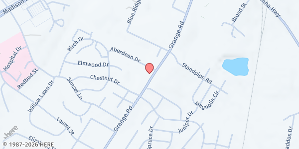 Map showing Culpeper Hope Food Pantry at 2002 Orange Rd, Culpeper, VA