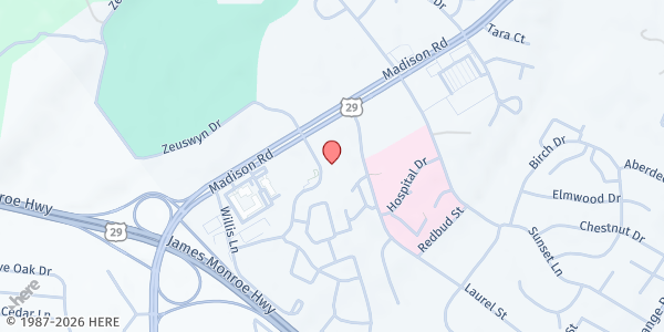 Map showing Empowering Culpeper - Food Distribution Center at 763 Madison Rd, Culpeper, VA