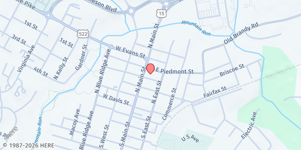 Map showing Precious Blood Catholic Church at 114 E Edmondson St, Culpeper, VA