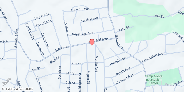 Map showing Compassion Church at 215 3rd Ave, Danville, VA