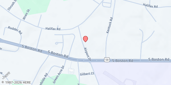 Map showing East New Hope Baptist Church at 321 Airport Dr, Danville, VA