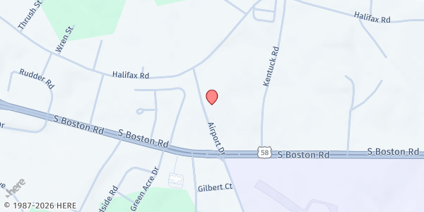 Map showing East New Hope Baptist Church - Food Distribution Center at 321 Airport Dr, Danville, VA