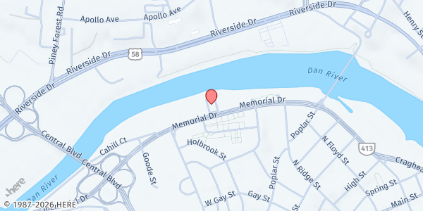 Map showing God's Storehouse at 750 Memorial Dr, Danville, VA