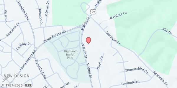 Map showing Raven's Nest at 3090 Main St, Danville, VA