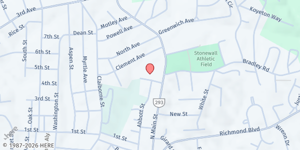 Map showing Vance Street Missionary Baptist Church at 206 Vance St., Danville, VA