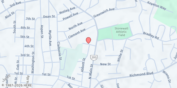 Map showing Vance Street Missionary Baptist Church - Food Distribution Center at 206 Vance St, Danville, VA