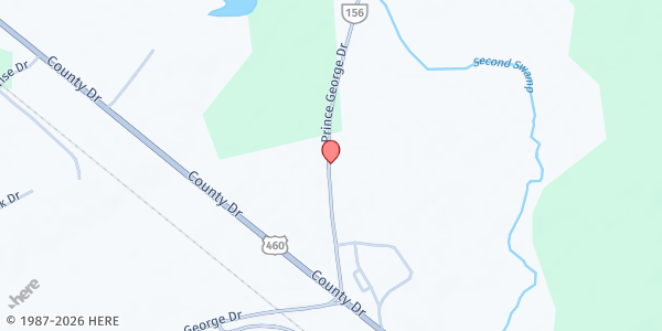 Map showing Prince George Churches Outreach at 11033 Prince George Drive, Disputanta, VA