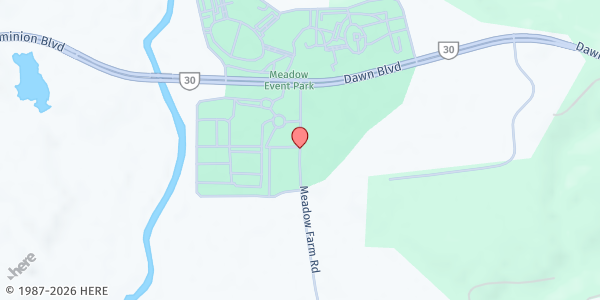 Map showing The Meadow Event Park at 13048 Meadow Farm Rd, Doswell, VA