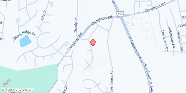 Map showing Down to Earth Ministries at 936 Hunters Run Dr., East Highland Park, VA