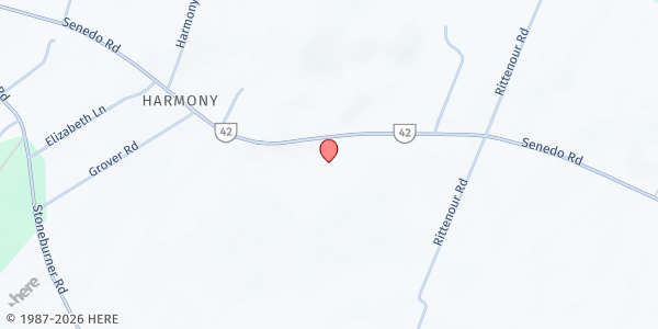 Map showing Columbia Furnace Love Center at 20190 Senedo Road, Edinburg, VA