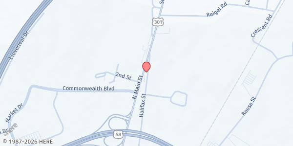 Map showing Bread of Life World Outreach Center at 773 N Main St, Emporia, VA