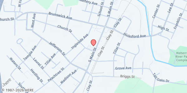 Map showing Main Street Baptist Church at 440 S Main St, Emporia, VA