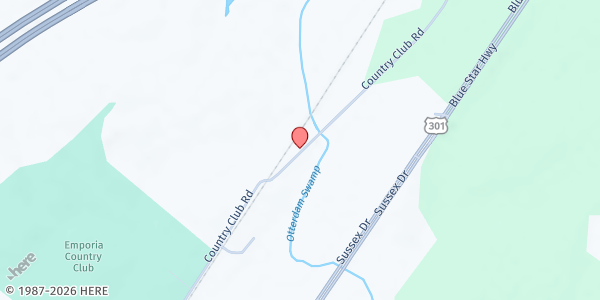 Map showing St. John Church of God In Christ at 1610 Country Club Road, Emporia, VA