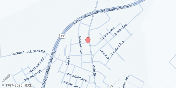 Map showing Catholic Charities Hampton at 3100 Main St, Exmore, VA