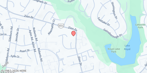 Map showing Greater Little Zion Baptist Church at 10185 Zion Dr, Fairfax, VA