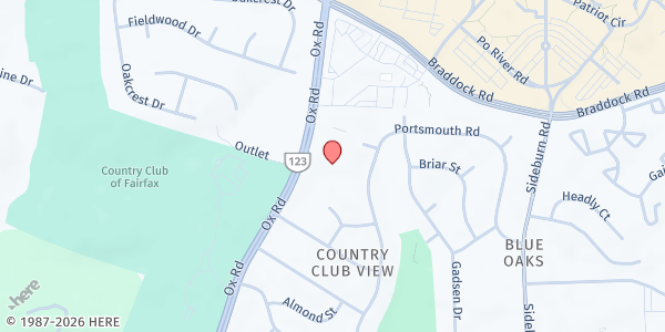 Map showing Salvation Army (Fairfax) at 4915 Ox Road, Fairfax, VA